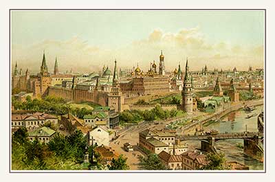 Панорама Московского Кремля.<br>  с литографии Э. Т. Комптон (1849 – 1921)