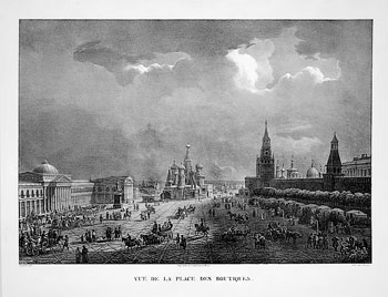 Красная Площадь. <br> О. А. Кадоль (1782-1846). Гравюра (принт) Старая Москва.