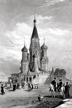 Покровский собор (Собор Василия Блаженного).  Москва, 1860, гравюра (принт)