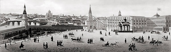 Панорама старой Москвы. Церковь Христа Спасителя видна с Кремля. 1850 г.