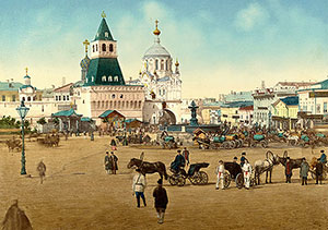 Генеральный вид Лубянской площади в Москве.  Петр Петрович Павлов (1860 —1925)