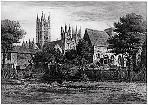 Англия.Кентербери (Canterbury) 1908, с офорта Х. Хейга
