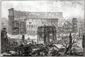 Пиранези Д. Б. (1720-1778) Гравюра <br> Рим. Арка Константина Амфитеатр Флавия