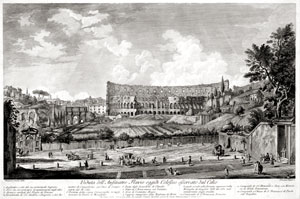 Гравюра Рим. Арка Флавия и  Колизей. Пиранези Д. (1720-1778)