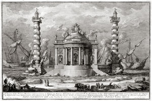 Гравюра Рим Храм Нептуна