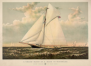 Яхты на пути в Виндворд. Гравюра (репринт), 1880 г.